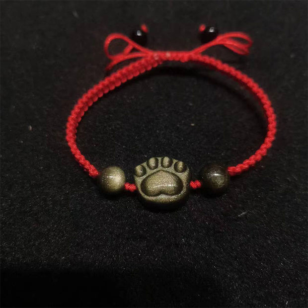 FREE Today: Bring Luck And Protection Silver Sheen Obsidian Gold Sheen Obsidian Cat Claw Braided Bracelet