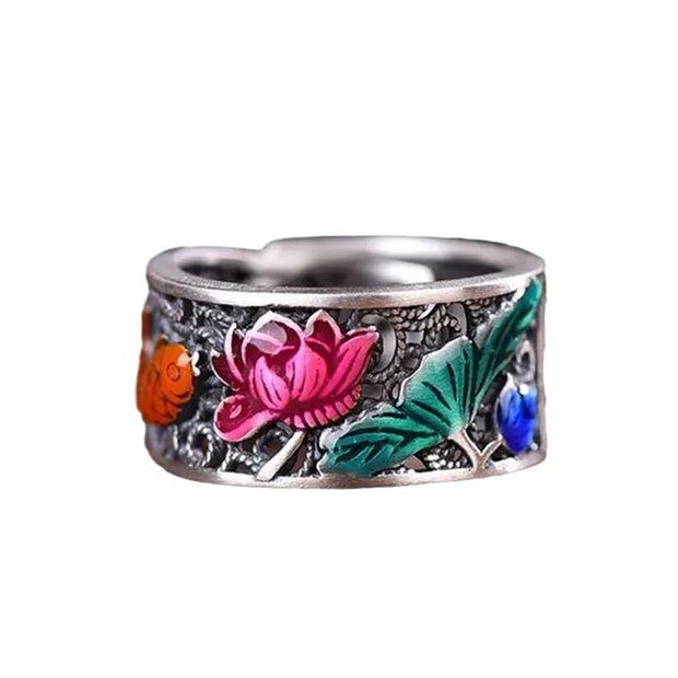 FREE Today: Courage And Perseverance Copper Lotus Heart Sutra Koi Fish Ring FREE FREE 10