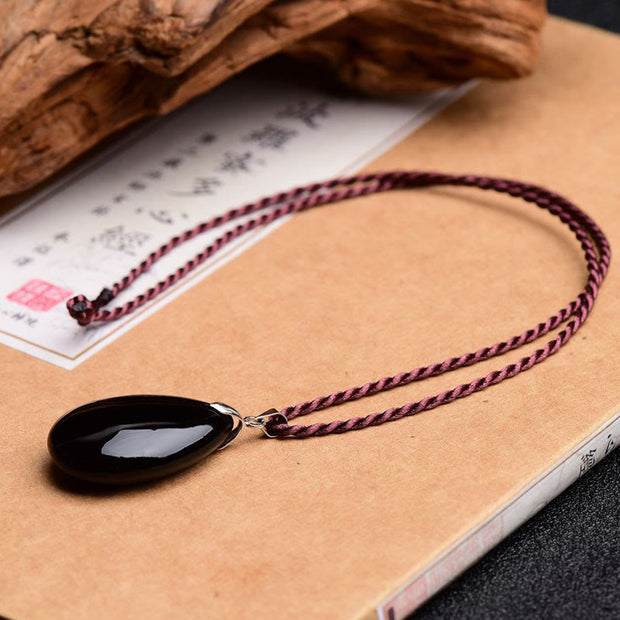 FREE Today: Absorb Negative Energy Gold Sheen Obsidian Black Obsidian Strength Water Drop Necklace Pendant