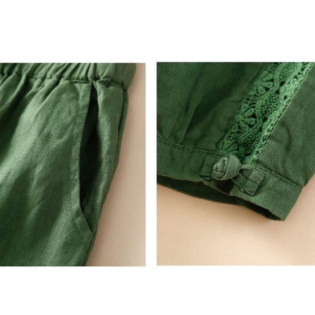 Buddha Stones Solid Color Flower Loose Drawstring Harem Pants With Pockets Harem Pants BS 22