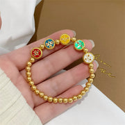 Buddha Stones Tibetan Five God Of Wealth Copper Beads Luck Bracelet