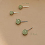 Buddha Stones Round Jade Beaded Luck Stud Earrings Earrings BS 3