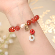 FREE Today: Healing And Protection Jade Red Agate Peace Buckle Charm Bracelet FREE FREE 9