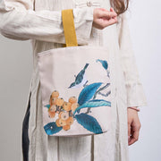 Buddha Stones Loquat Bird Canvas Handbag