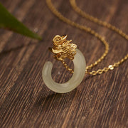 Buddha Stones 925 Sterling Silver Year Of The Dragon Natural Hetian Jade Luck Strength Necklace Pendant (Extra 40% Off | USE CODE: FS40) - image 2