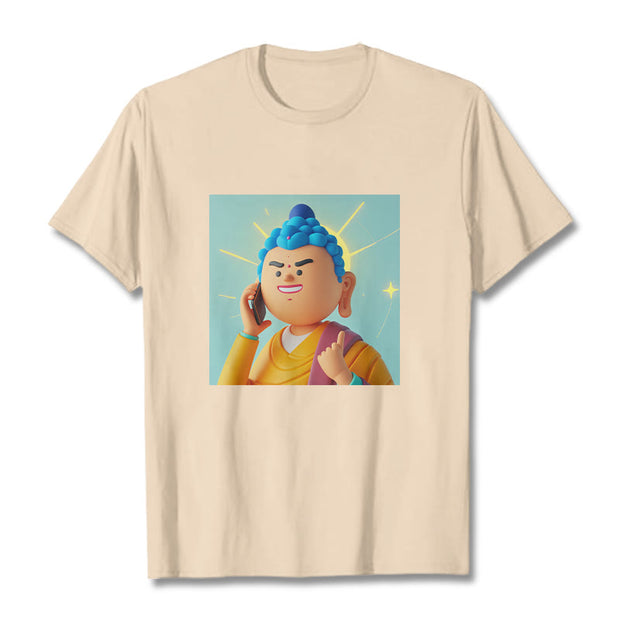 Buddha Stones Funny Cartoon Buddha Tee T-shirt T-Shirts BS Bisque 2XL