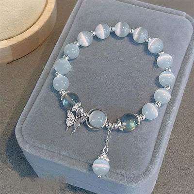 Buddha Stones Cat's Eye Moonstone Butterfly Star Charm Support Bracelet Bracelet BS Cat's Eye&Moonstone Butterfly