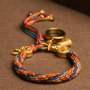 Buddha Stones Tibetan Om Mani Padme Hum Dreamcatcher Luck Colorful Reincarnation Knot String Bracelet Bracelet BS 5