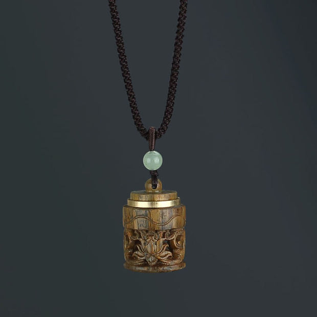 Buddha Stones Tibet Green Sandalwood Rosewood Om Mani Padme Hum Lotus Positive Soothing Necklace Pendant