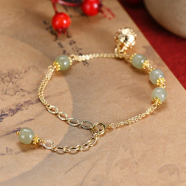 FREE Today: Promote New Begining Jade Beads Luck Copper Bell Chain Healing Bracelet Anklet