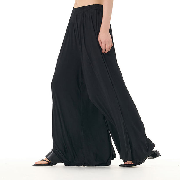 Buddha Stones Solid Color Loose Modal Wide Leg Pants With Pockets 8