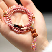 Buddha Stones Rhodonite Healing Energy Triple Wrap Bracelet