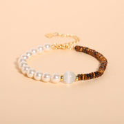 FREE Today: Relieve Mood Natural Green Strawberry Quartz Tiger Eye Sodalite White Jade Pearl Relax Bracelet