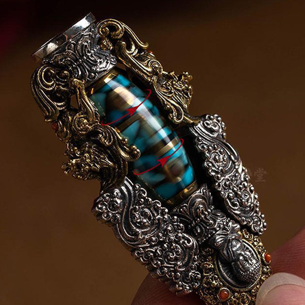 Buddha Stones Tibetan Nine-Eye Dzi Bead Turquoise Buddha Wealth Rotation Necklace (Extra 30% Off | USE CODE: FS30) - image 4