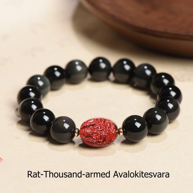 Buddha Stones Chinese Zodiac Natal Buddha Natural Black Obsidian Cinnabar Purification Bracelet (Extra 35% Off | USE CODE: FS35) - image 26