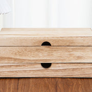Buddha Stones Retro Beige Wooden Jewelry Box Two-Layer Jewelry Storage Box With Mirror - image 12