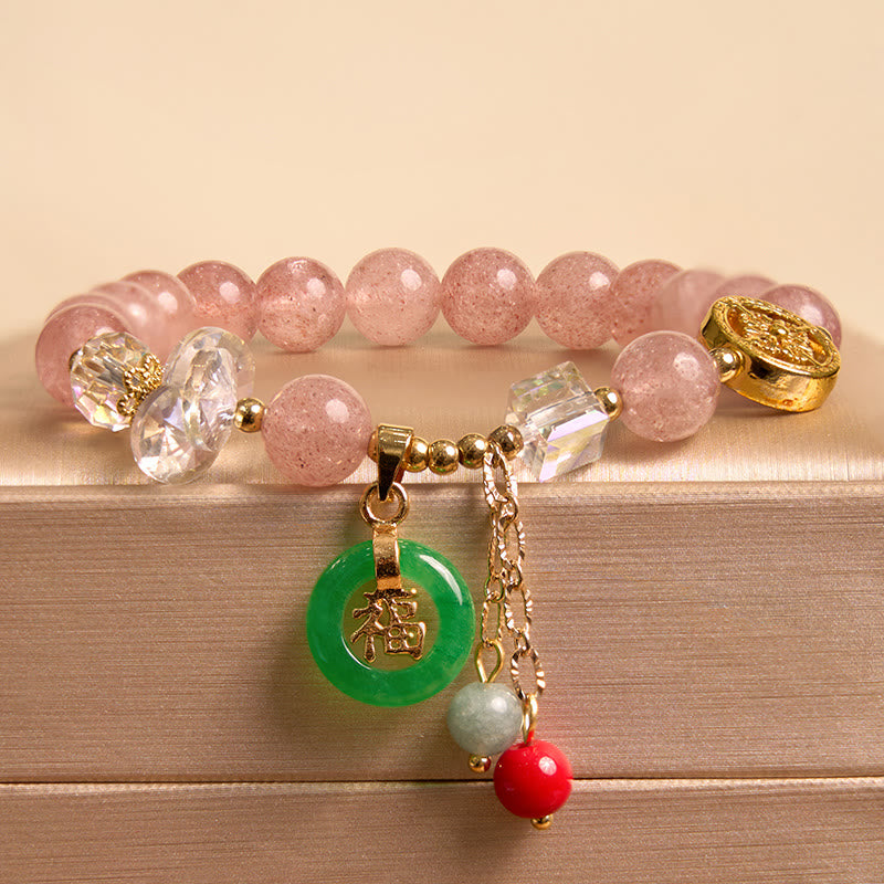 Buddha Stones Attracting Love and Protection Pink Bracelet