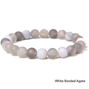 Natural Agate Stone Crystal Balance Beaded Bracelet Bracelet BS White Banded Agate