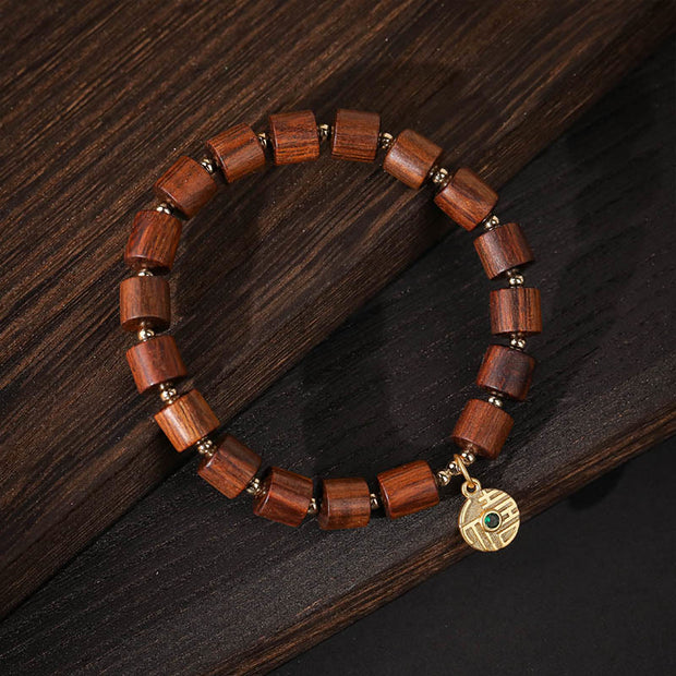 Buddha Stones Natural Rosewood Barrel Beads Warmth Bracelet