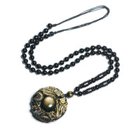 Buddha Stones Natural Gold Sheen Obsidian Rainbow Obsidian Dragon Strength Necklace Pendant (Extra 35% Off | USE CODE: FS35) - Gold Sheen Obsidian&Bead String - image 4