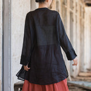 Buddha Stones Solid Color Long Sleeve Zen Meditation Jacket Casual Shirt