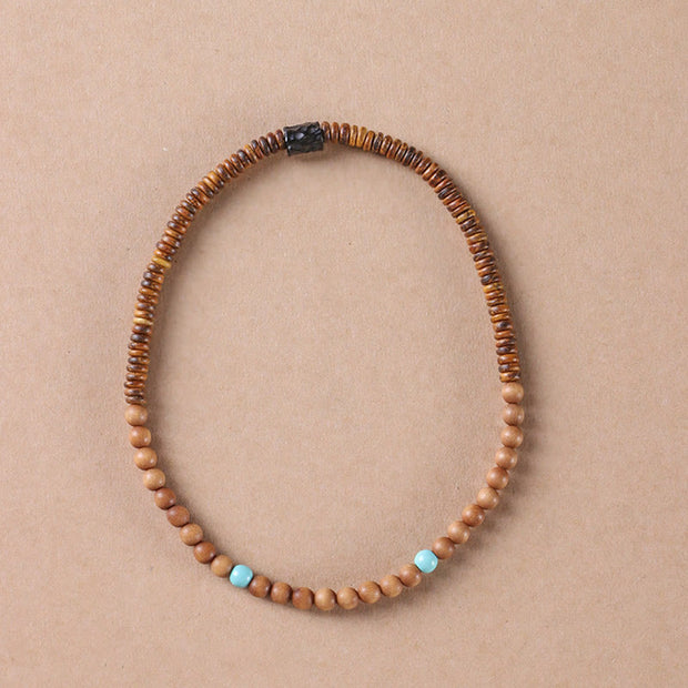Buddha Stones Sandalwood Turquoise Protection Double Wrap Bracelet
