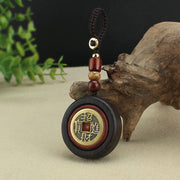 Buddha Stones Copper Coin Attract Wealth Ebony Wood Red Sandalwood Luck Key Chain Decoration