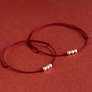 FREE Today: Bring Good Luck 925 Sterling Silver Three Beads Blessing String Bracelet Anklet