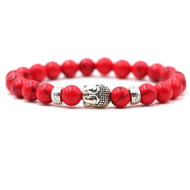 Buddha Stones Purple Agate Protection Bracelet Bracelet BS Red Turquoise