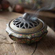 Buddha Stones Tibetan Floral Pattern Ceramic Blessing Incense Burner Decoration (Extra 35% Off | USE CODE: FS35) - image 11