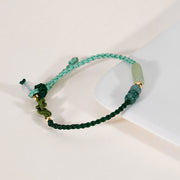 Buddha Stones 925 Sterling Silver Hetian Jade Luck Braided Green Rope Bracelet Bracelet BS 2
