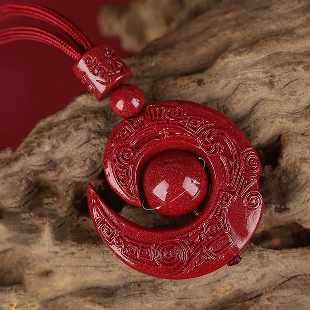 FREE Today: Calm Your Mind One's Luck Improves Design Patern Natural Cinnabar Concentration Necklace Pendant