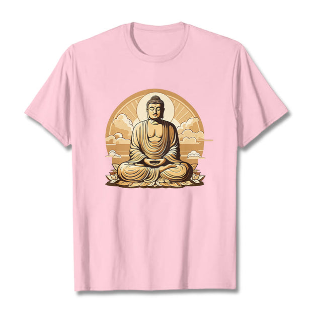 Buddha Stones Sun Auspicious Clouds Buddha Tee T-shirt T-Shirts BS LightPink 2XL