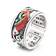 FREE Today: Bring Good Luck Koi Fish Heart Sutra Engraved Ring