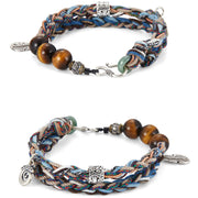 Buddha Stones 925 Sterling Silver Tiger's Eye Colorful Cotton Rope Handmade Willpower Bracelet