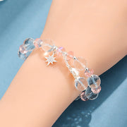 Buddha Stones White Crystal Pink Crystal Protection Star Charm Bracelet 8