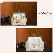 Buddha Stones Orchids Oriental Cherry Butterfly Embroidery Metal Handle Handbag Handbags BS 11