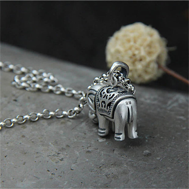 Buddha Stones 990 Sterling Silver Elephant Strength Necklace Pendant