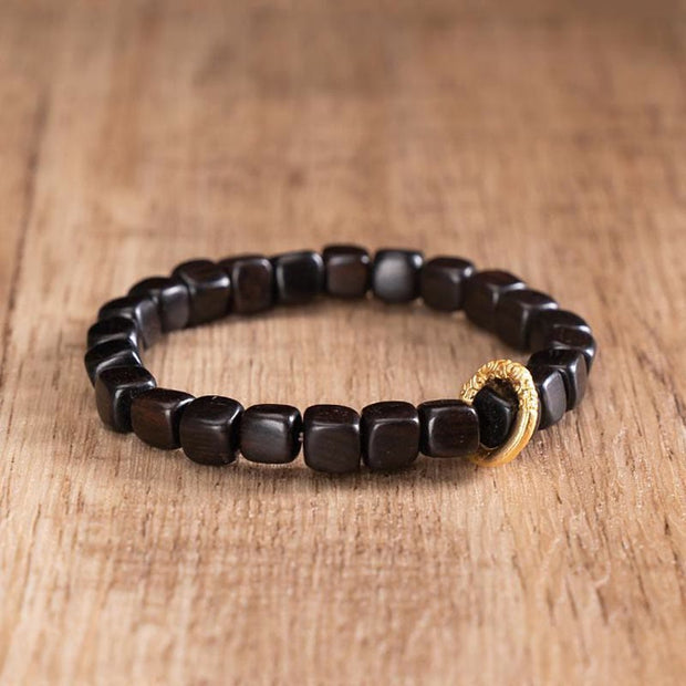 Buddha Stones Tibetan Ebony Wood Dzi Bead Balance Calm Bracelet Bracelet BS 12