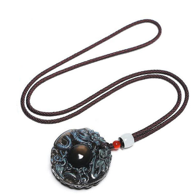 Buddha Stones Natural Gold Sheen Obsidian Rainbow Obsidian Dragon Strength Necklace Pendant (Extra 35% Off | USE CODE: FS35) - Rainbow Obsidian - image 9