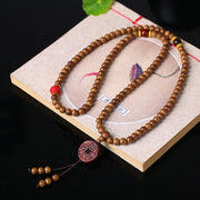 Buddha Stones 108 Mala Beads Peach Wood Bodhi Seed Lotus Prayer Meditation Bracelet Mala Bracelet BS 6