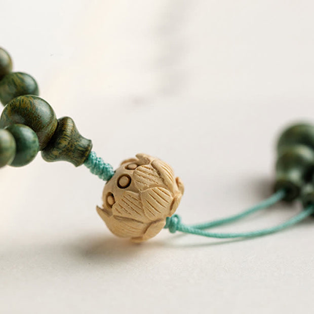 Buddha Stones 108 Mala Beads Green Sandalwood Boxwood Lotus Positive Bracelet (Extra 35% Off | USE CODE: FS35) - image 16