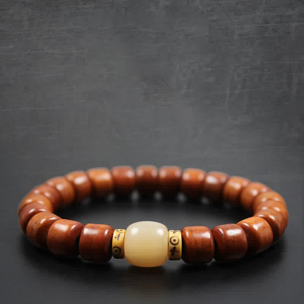 Buddha Stones Tibetan Yak Bone Om Mani Padme Hum Strength Bracelet Bracelet BS 6