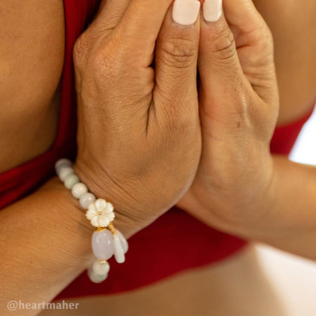 Buddha Stones "Hoping for Purity and Peace"Natural White Jade Bracelet Includes Gift Message Card - image 10