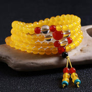 Buddha Stones 108 Mala Beads Yellow Chalcedony Harmony Bracelet Bracelet Mala BS 6