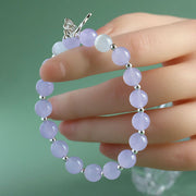 Buddha Stones Blue Chalcedony Pink Crystal Purple Chalcedony Butterfly Energy Bracelet