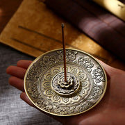 Buddha Stones Lotus Dragon Phoenix Eight Auspicious Symbols Zinc Alloy Incense Stick Holder Healing Incense Burner Decoration (Extra 35% Off | USE CODE: FS35) - Auspicious Lotus Bronze(With Five Incense Stick Hole) - image 0