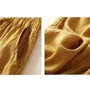 Buddha Stones Solid Color Flower Loose Drawstring Harem Pants With Pockets Harem Pants BS 32