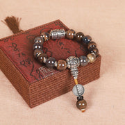 Buddha Stones Tibet Om Mani Padme Hum Prayer Wheel Dorje Vajra Engraved Glass Bead Wisdom Bracelet (Extra 35% Off | USE CODE: FS35) - Prayer Wheel Om Mani Padme Hum - image 6