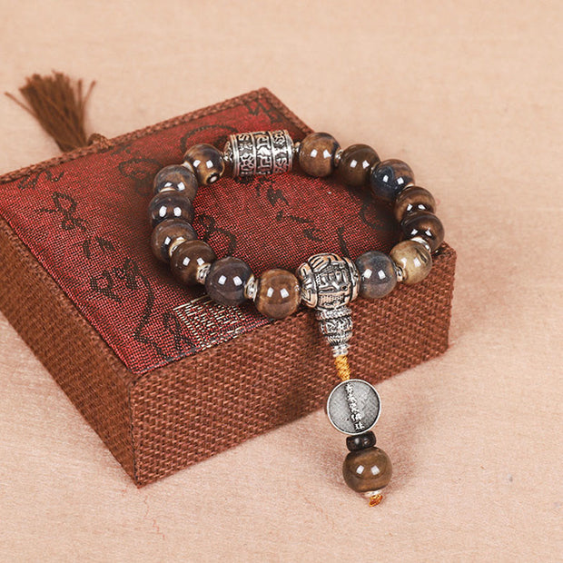Buddha Stones Tibet Om Mani Padme Hum Prayer Wheel Dorje Vajra Engraved Glass Bead Wisdom Bracelet (Extra 35% Off | USE CODE: FS35) - Prayer Wheel Om Mani Padme Hum - image 6